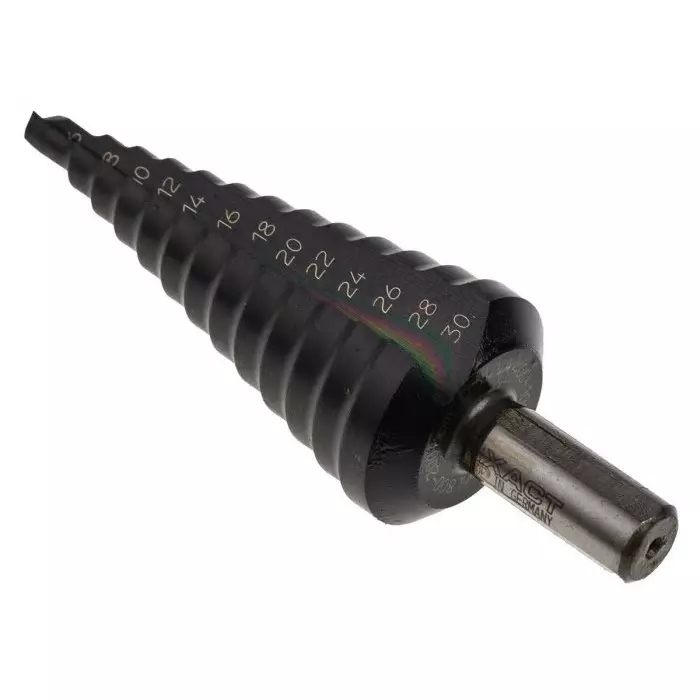 EXACT 3-Piece Step Drill Bit Set for Metal 30 mm Max 4 mm Min HSS Bits, 50071