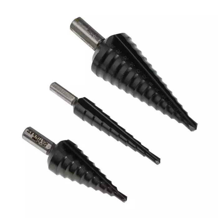 EXACT 3-Piece Step Drill Bit Set for Metal 30 mm Max 4 mm Min HSS Bits, 50071