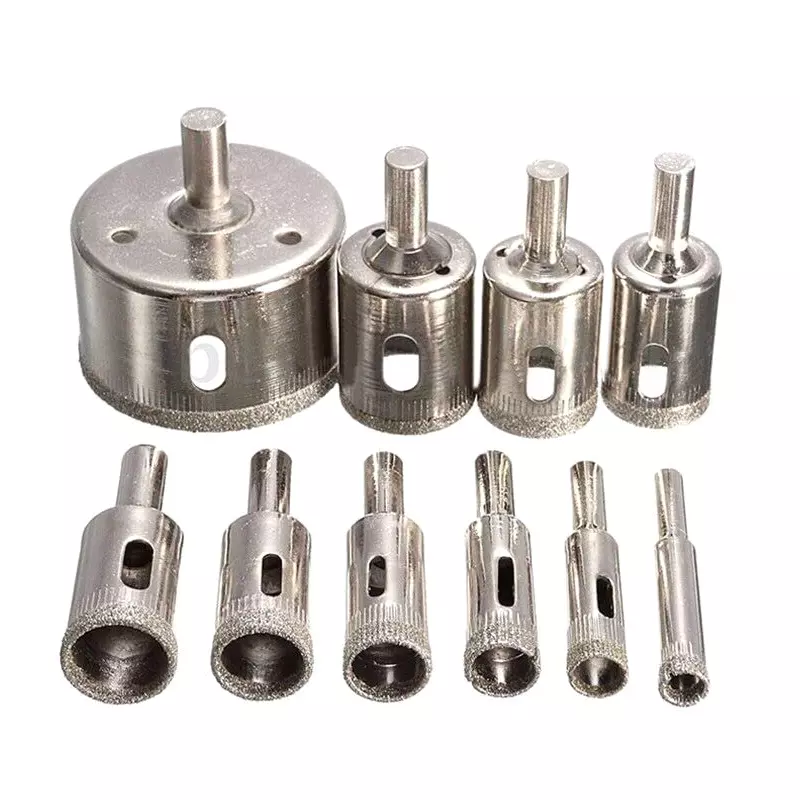 DY TOOLS Diamond Drill Bit Tool Set Stainless Steel Straight Shank 8-50 mm (Pack of 10)
