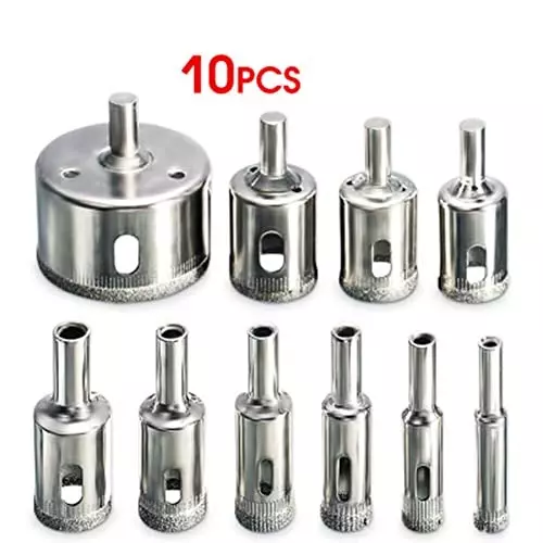 DY TOOLS Diamond Drill Bit Tool Set Stainless Steel Straight Shank 8-50 mm (Pack of 10)