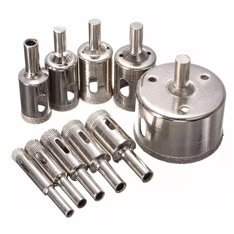 DY TOOLS Diamond Drill Bit Tool Set Stainless Steel Straight Shank 8-50 mm (Pack of 10)