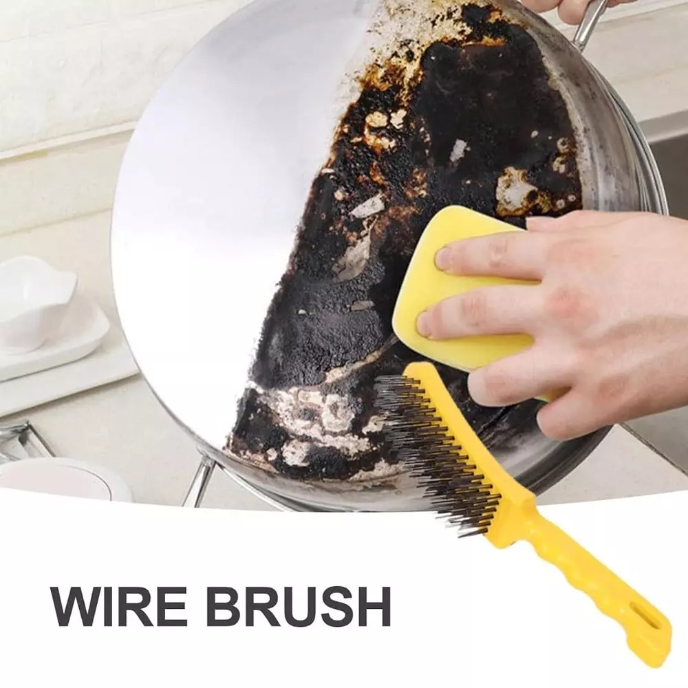 Jawsons Heavy Duty Hand Wire Brush Carbon Steel with Ergonomic Handle for Rust, Paint and Corrosion Removal