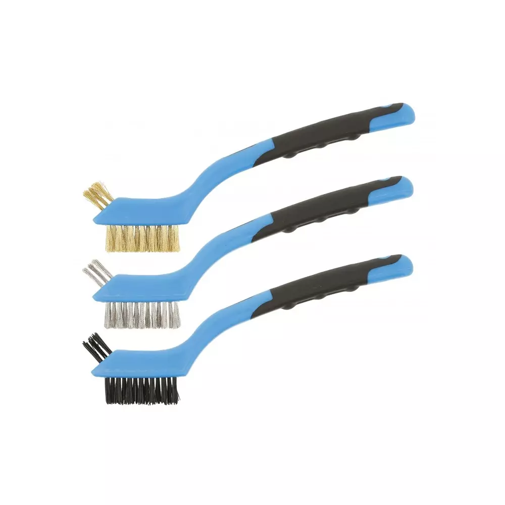 Hogert Technik Nylon, Steel, Brass Brush Set 180 mm Total Length for Removing Rust, Paint, Varnish, HT3B647 (Set of 3)