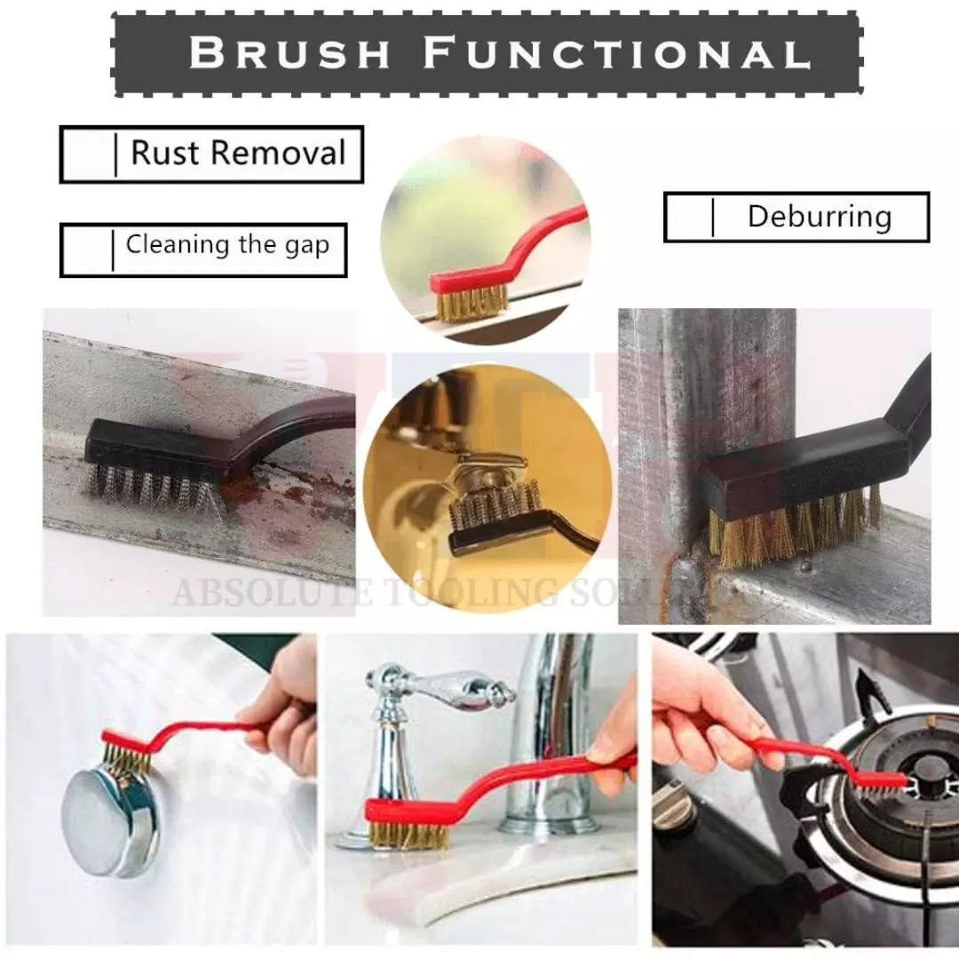 Jawsons Multi-Purpose Wire Brush Set Nylon, Brass & Stainless Steel Bristles (Set of 3 Pcs)