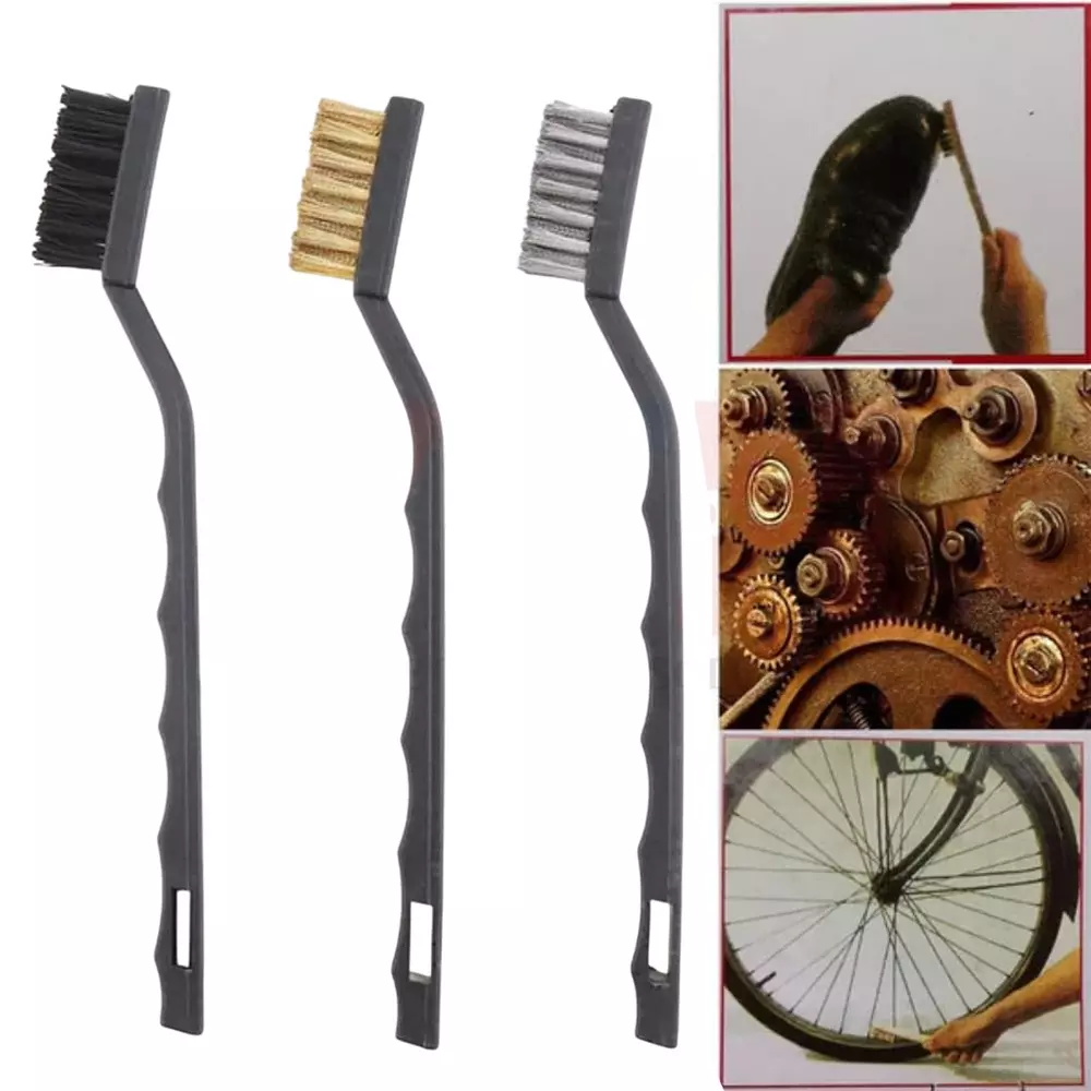 Jawsons Multi-Purpose Wire Brush Set Nylon, Brass & Stainless Steel Bristles (Set of 3 Pcs)
