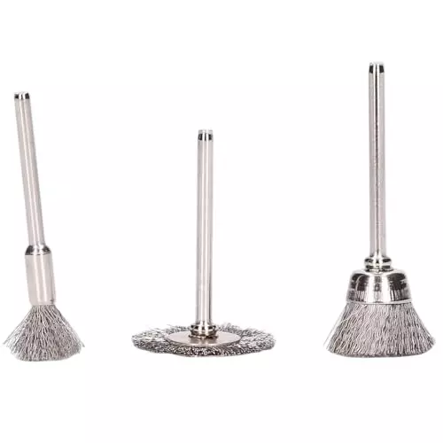 GENERIC Polishing Wire Brush Set 3 Pcs Mini Flat Wheel Paint Removal Metal