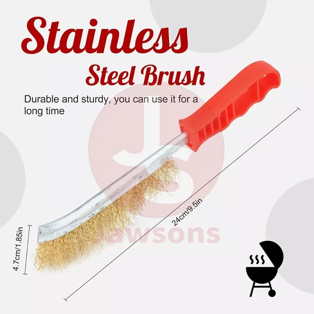 Jawsons Hand Wire Brush 25 cm (10 inch) Stainless Steel Bristles with Ergonomic Non-Slip Plastic Handle