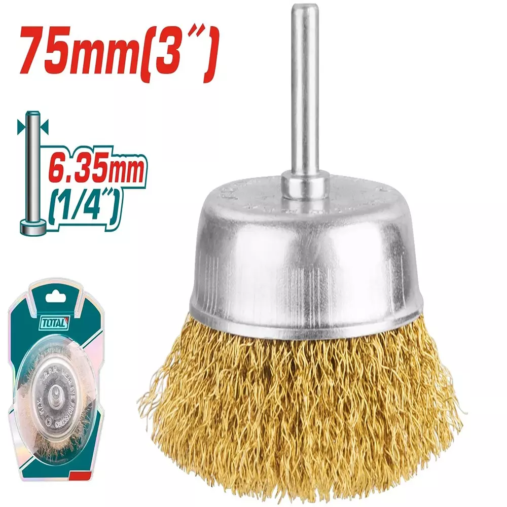 Total Wire Cup Brush 75 mm (3 inch) Diameter 4500 rpm 20 mm Length,TAC33031