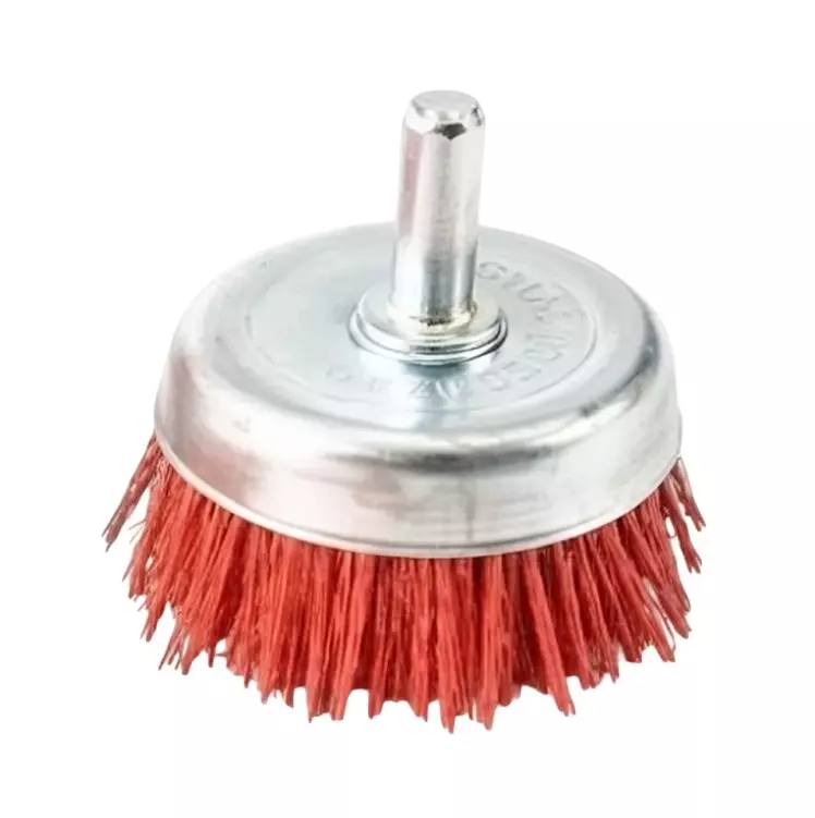 Gaocheng 3 inch (76.2 mm) Cup Brush Red Color Nylon Bristles and Metal Housing, GC-7563