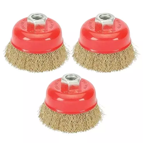 BRUSH HOUSE Wire Cup Brush Crimped Wire Metal Bristles, Size 5 cm (127 mm) for Rust & Paint Removal (Pack of 3)
