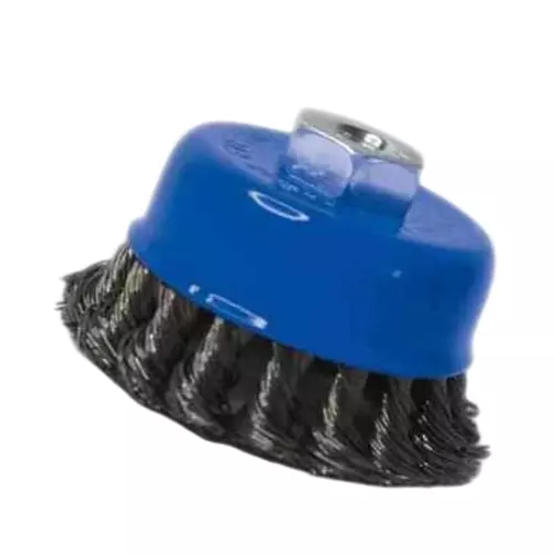 OAYKAY Gold Range Twisted Wire Cup Brush 3 inch (75 mm) Diameter and 70 Mn Wire Material for Cleaning Metal Surfaces, 5013.06