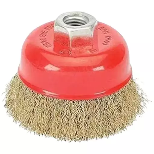 GENERIC Heavy Quality Wire Cup Brush Red 76 mm (3 inch) Stainless Steel Bristles for Use with 100 mm (4 inch) Angle Grinder