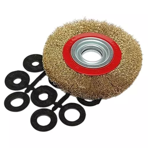 BRUSH HOUSE Wheel Brush With Adaptor Rings, Crimped Wire Carbon Steel Bristles, Size 6 inch (152.4 mm) for Rust Removal