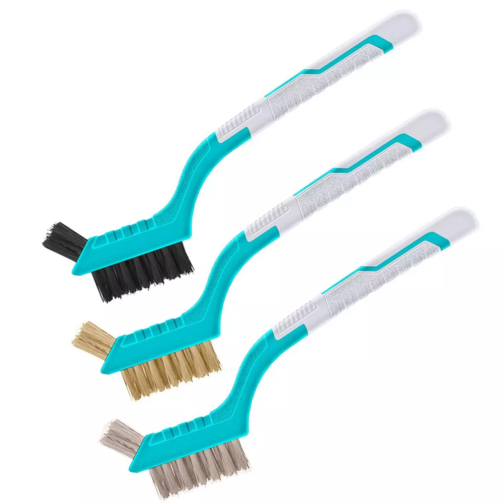 Total Abrasive Brush Set 180 mm (7 inch) Nylon, Brass, Wire Bristle, TAC38033 (Set of 3 Pcs)