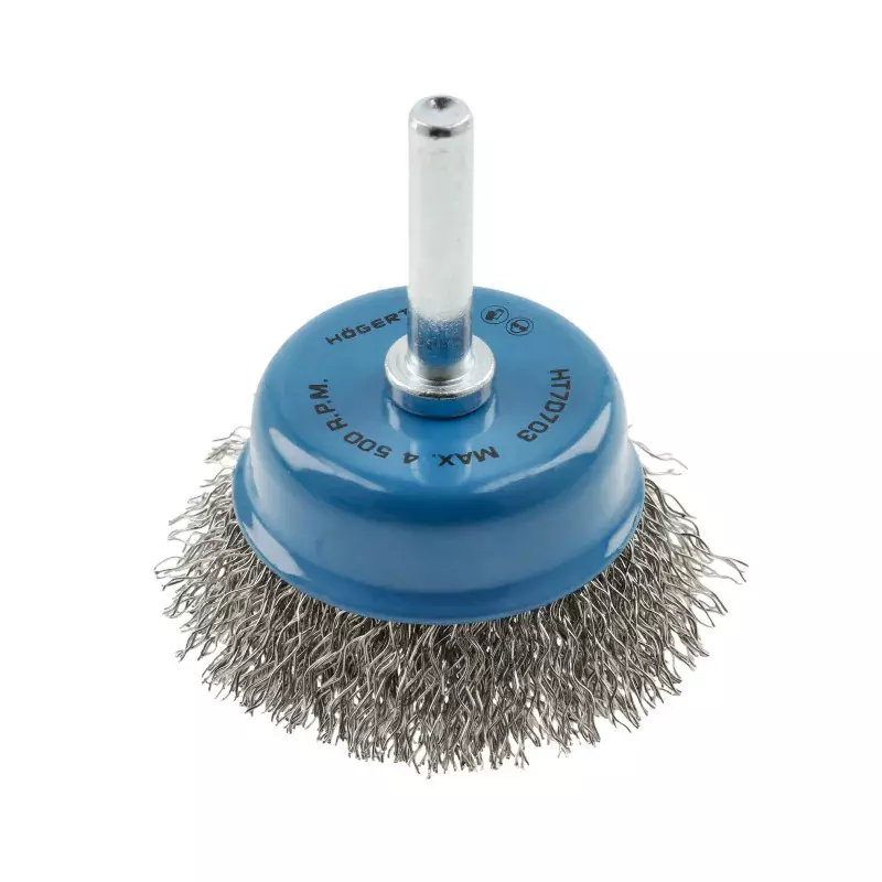 Hogert Technik Front Wheel Brush with a Pin, Stainless 0.3 mm Steel Wire, 75 mm Diameter and 4500 RPM, HT7D704