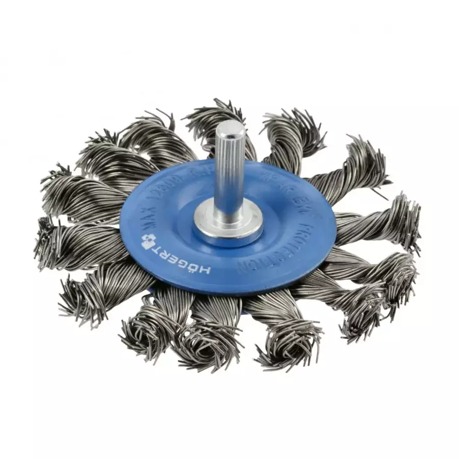Hogert Technik Disc Brush with a Pin, 0.5 mm Steel Wire, 75 mm Diameter and 20000 RPM, HT7D716