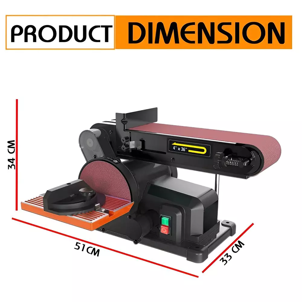 Nutronics Bench Grinder Polisher with Electric Belt Disc Sander 51x33x34 cm Corded Electric 500 W Power 2980 rpm Black