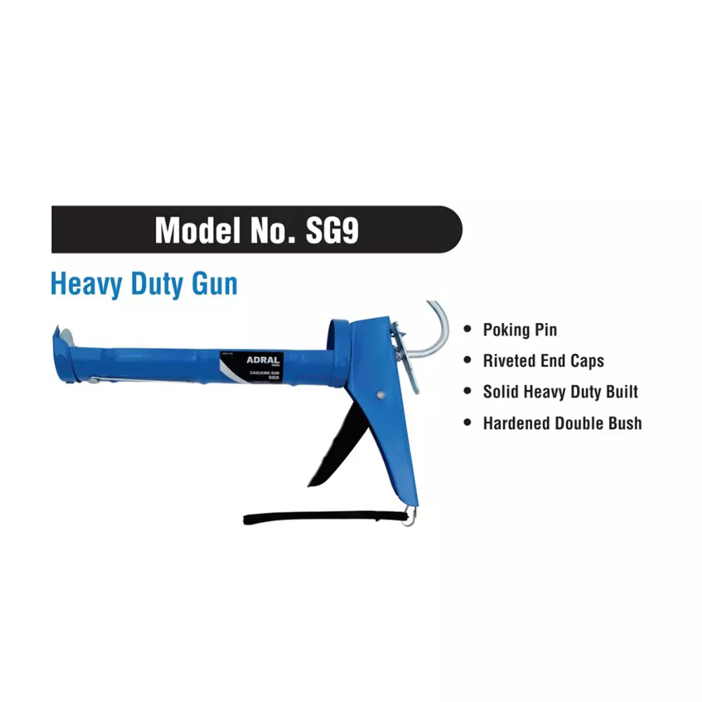 ADRAL Heavy Duty Caulking Gun Blue Poking Pin 22.86 cm Hardened Double Bush for Industrial Use, SG9