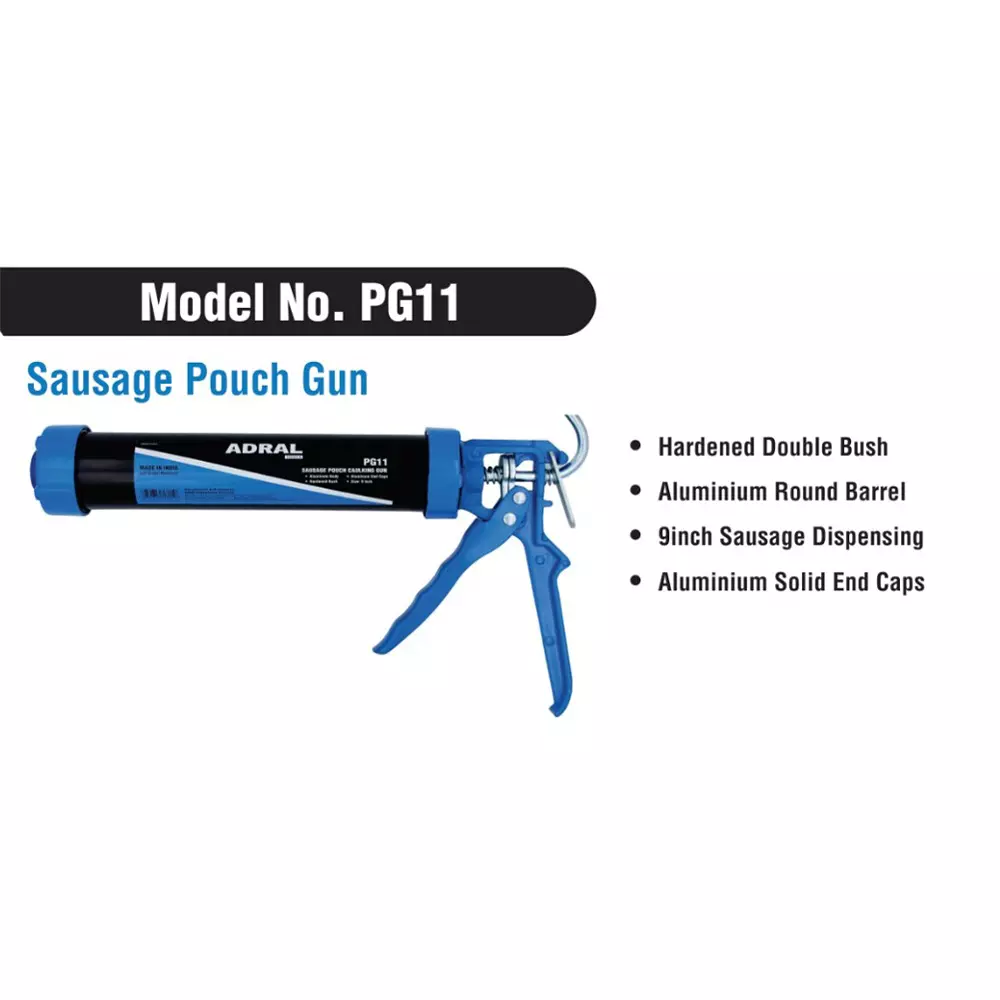 ADRAL Sausage Pouch Caulking Gun Blue 22.86 cm Aluminium Round Barrel for Industrial Use, PG11