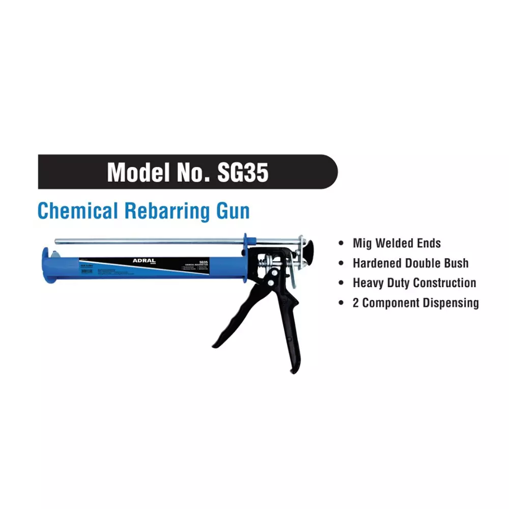 ADRAL Chemical Rebarring Caulking Gun Blue 22.86 cm for Industrial Use, SG35