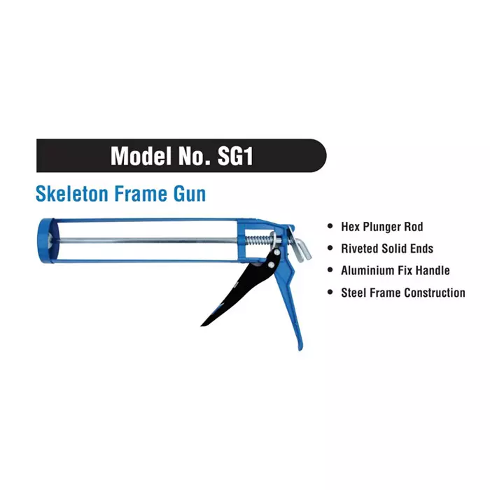 ADRAL Skeleton Frame Caulking Gun Hex Plunger Rod Aluminum Handle Blue 22.86 cm for Industrial Use, SG1