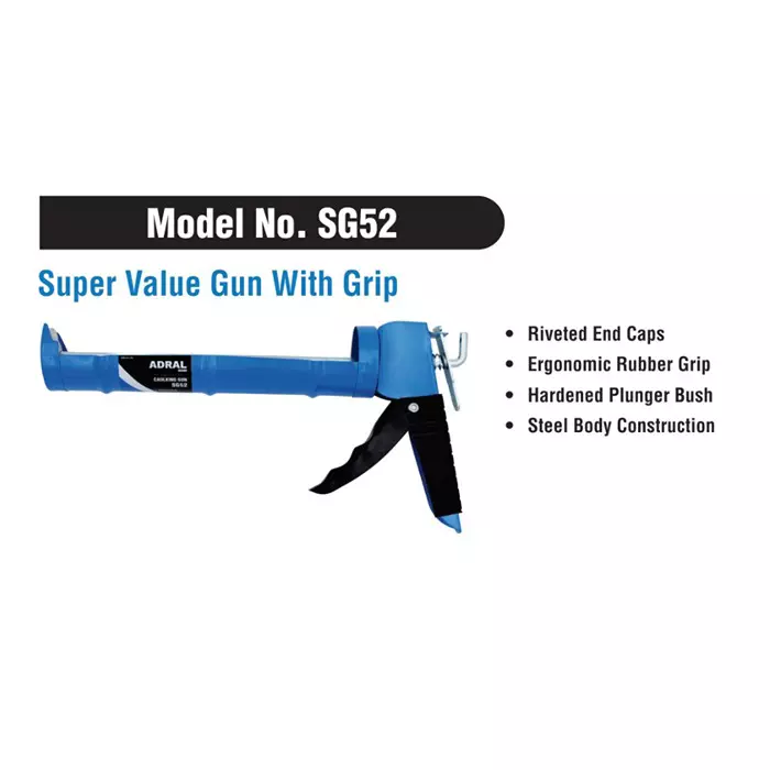 ADRAL Super Value Caulking Gun with Grip Blue 22.86 cm Steel for Industrial Use, SG52
