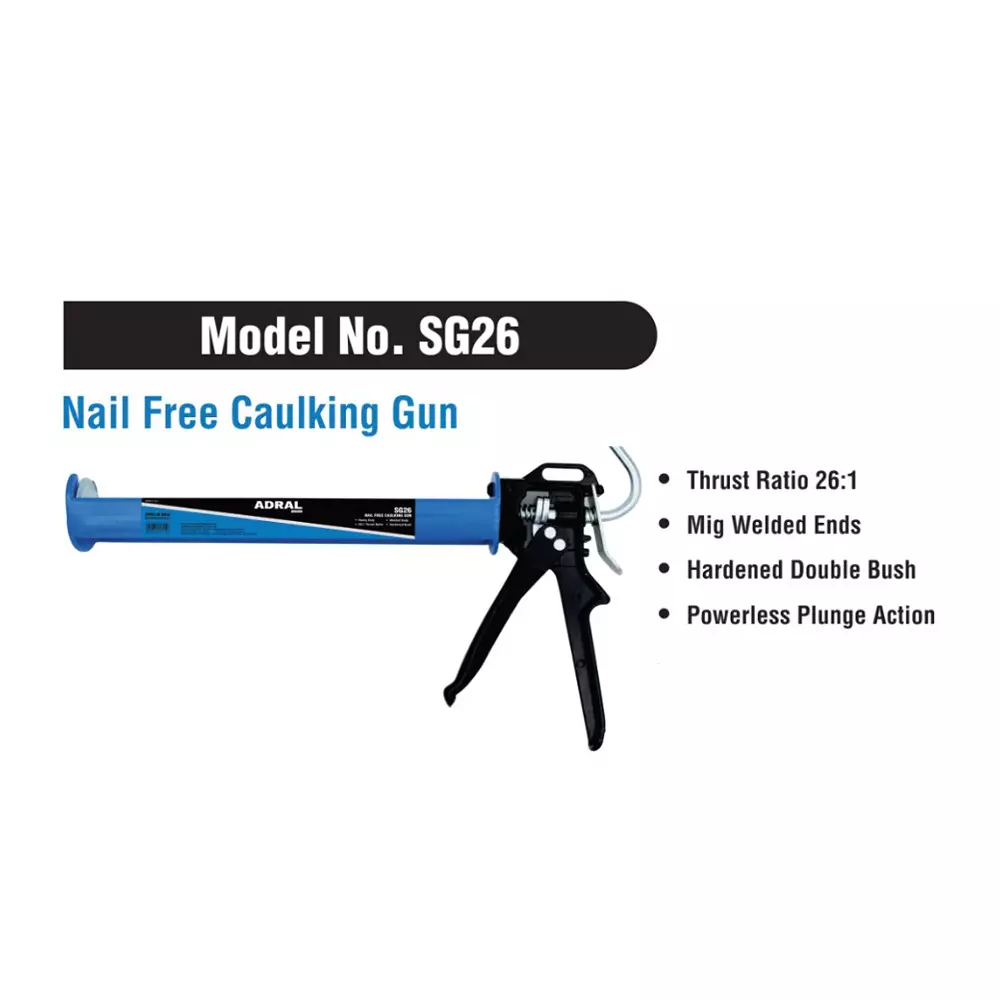 ADRAL Nail Free Caulking Gun Blue 22.86 cm Powerless Plunge Action for Industrial Use, SG26