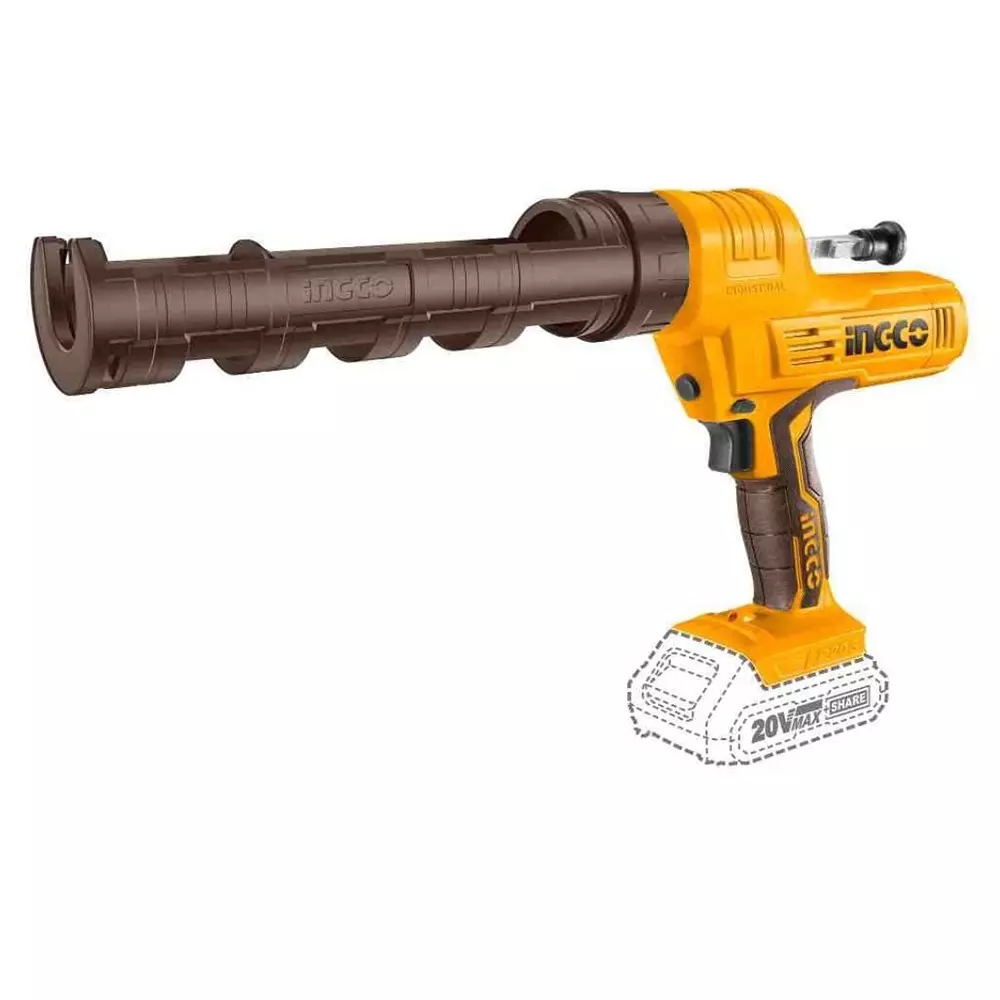 Ingco Cordless Caulking Gun 25.4 cm (10 inch) Cartridge Size 3700 N Thrust Variable Speed, CCGLI2001 (without Battery)