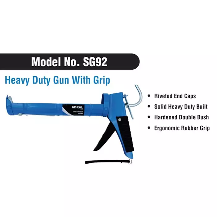 ADRAL Heavy Duty Caulking Gun with Grip Blue 22.86 cm Ergonomic Rubber Grip for Industrial Use, SG92