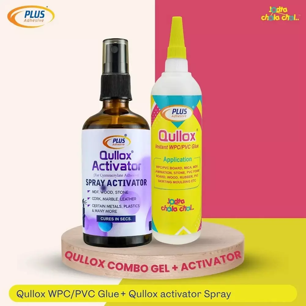 Qullox Wpc/Pvc Glue 250 g and Activator Spray 100 ml Instant Strong Adhesive