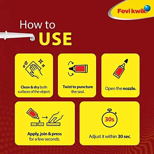 Fevikwik Gel Instant Adhesive 3 g Tube for Wood, Cardboard, Plastic, Metal, Rubber etc (Pack of 12)