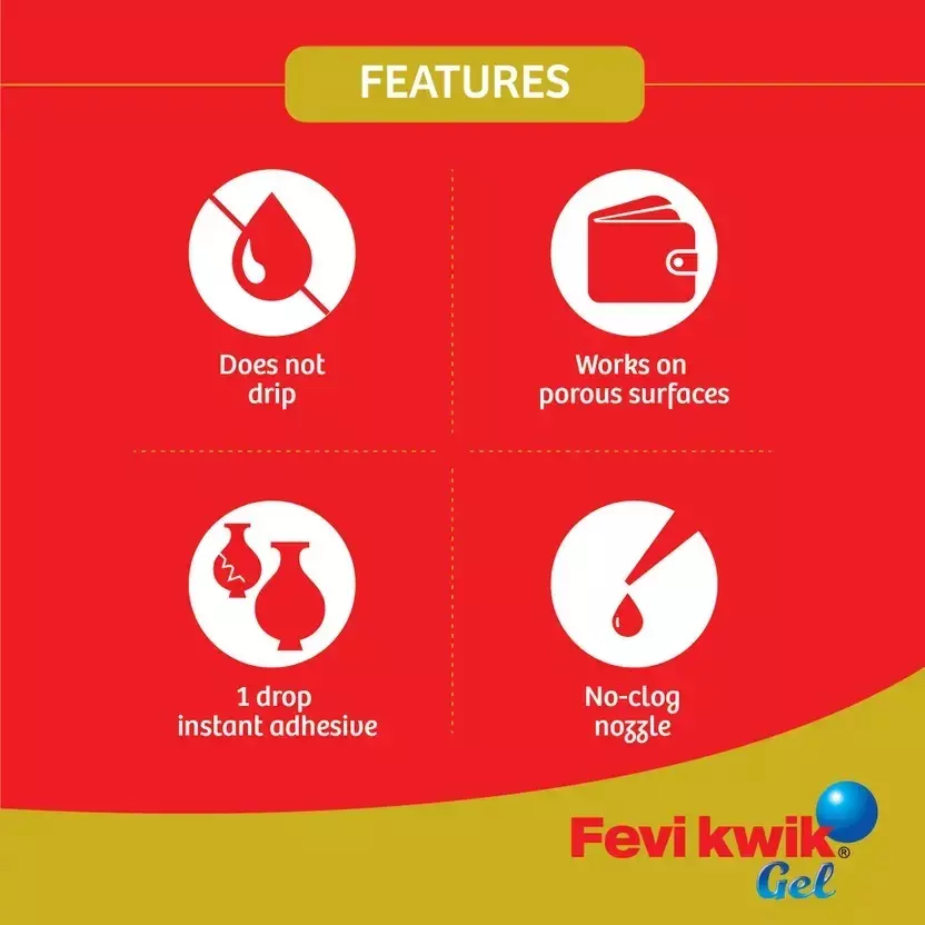 Fevikwik Gel Instant Adhesive 20 g Bottle for Wood, Cardboard, Plastic, Metal, Rubber etc (Pack of 120)