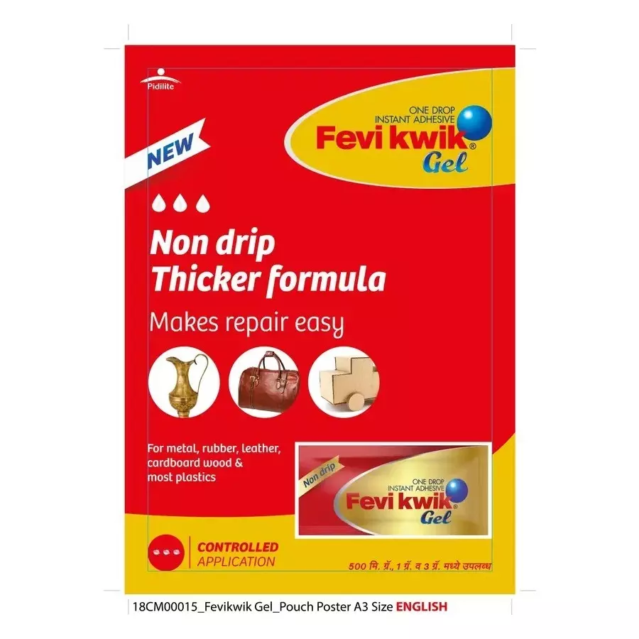 Fevikwik Gel Instant Adhesive 20 g Bottle for Wood, Cardboard, Plastic, Metal, Rubber etc (Pack of 120)
