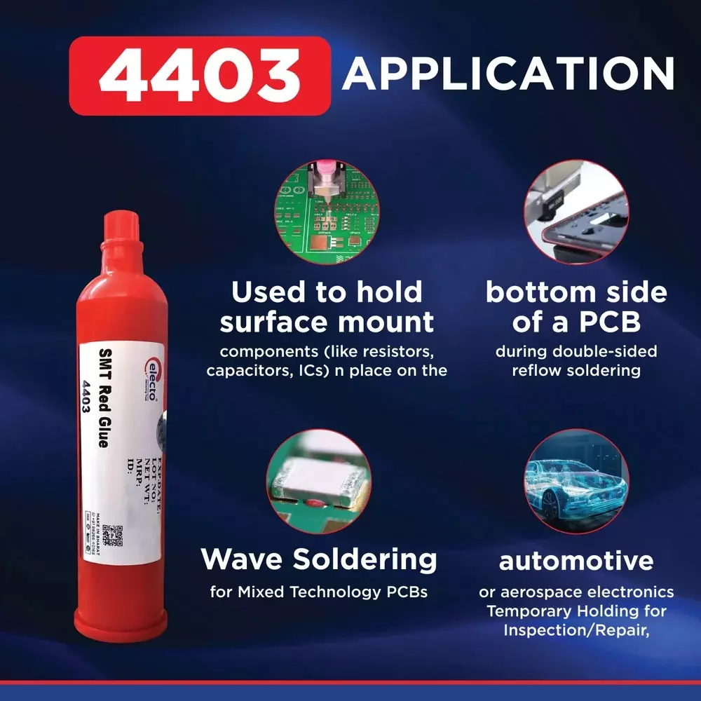 Electo 4403 SMT Glue Red Liquid Item Form 200 g Bottle Packaging Type Epoxy Resin