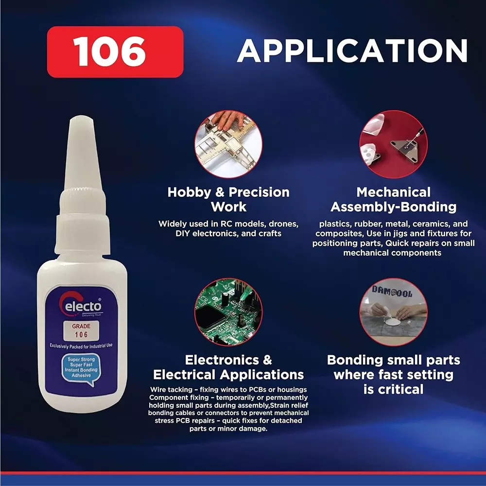 Electo 106 Bond Cyno Glue White Liquid Item Form 20 g Bottle Packaging Type Silicone