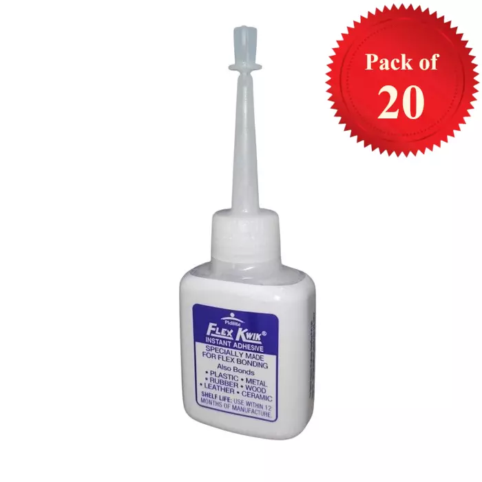 Flex Kwik Instant Adhesive 15 g Bottle for Plastic, Metal, Rubber, Wood, Leather, Ceramic (Pack of 20)