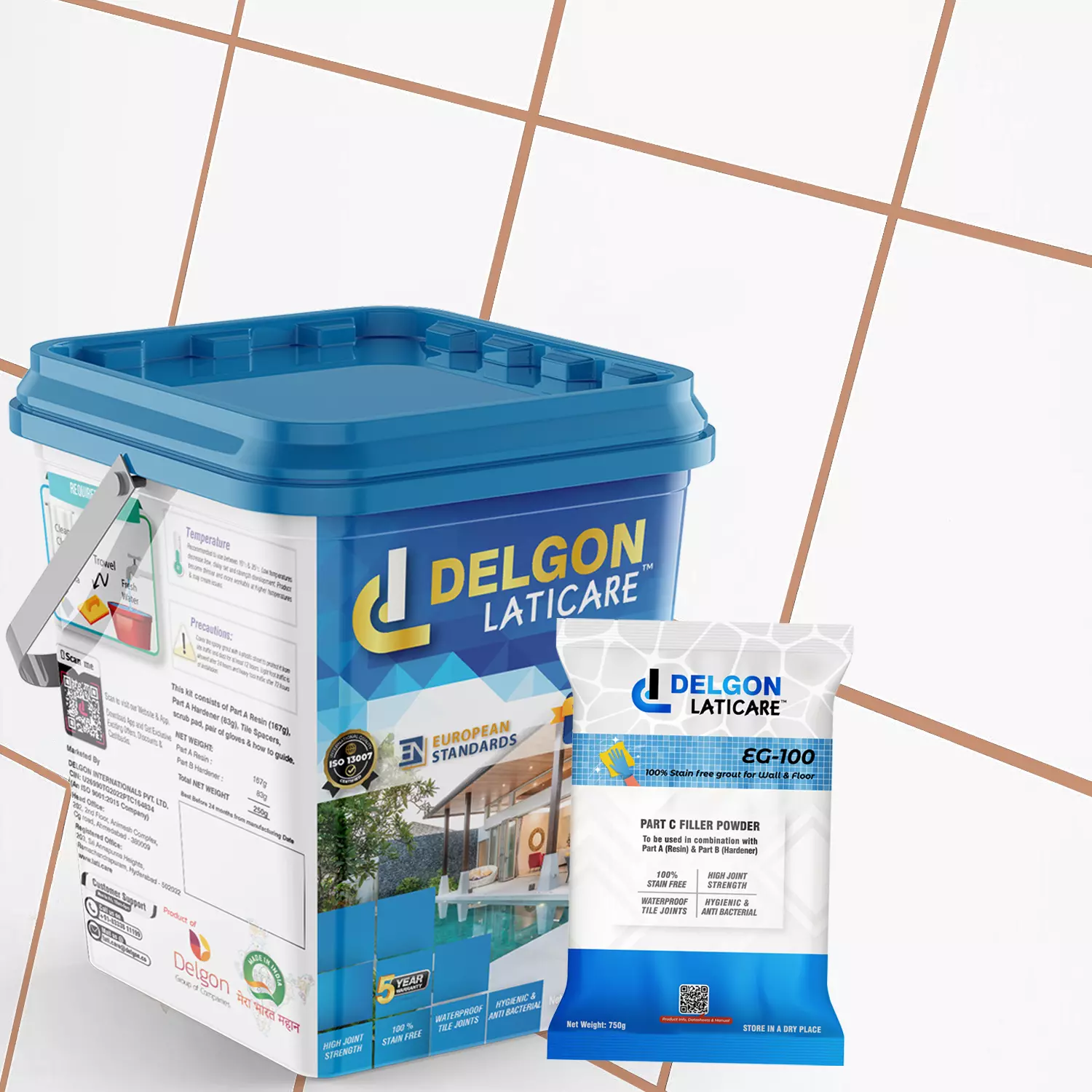 DELGON LATICARE Epoxy Grout for Tiles Classic Brown 5 Kg, EG-105-28