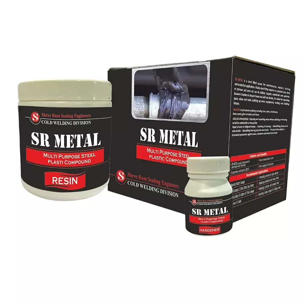 SR METAL Plastic Metal Putty 500 g Temperature Resistance Up To 200°C For Industrial Use