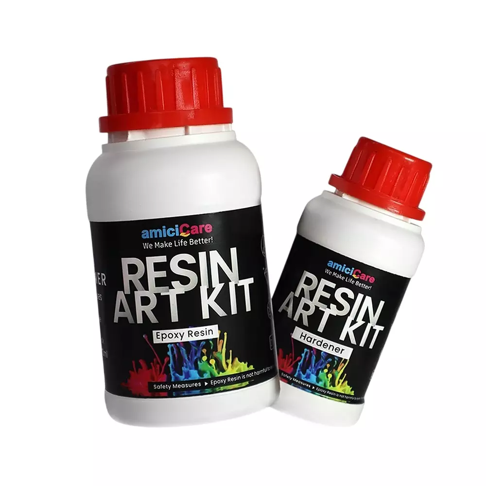 amiciCare Premium Epoxy Resin Art Kit 350 ml Crystal Clear High Gloss Resin for DIY Crafts, UV Resistant Non Toxic