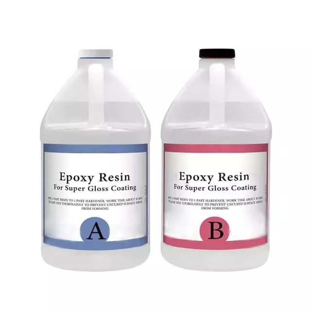 R & R Epoxy Resin with Hardener Liquid 2:1 Ratio Mixing 1.5 Kg Bottle for Art & Craft Project, Protective Coating Use