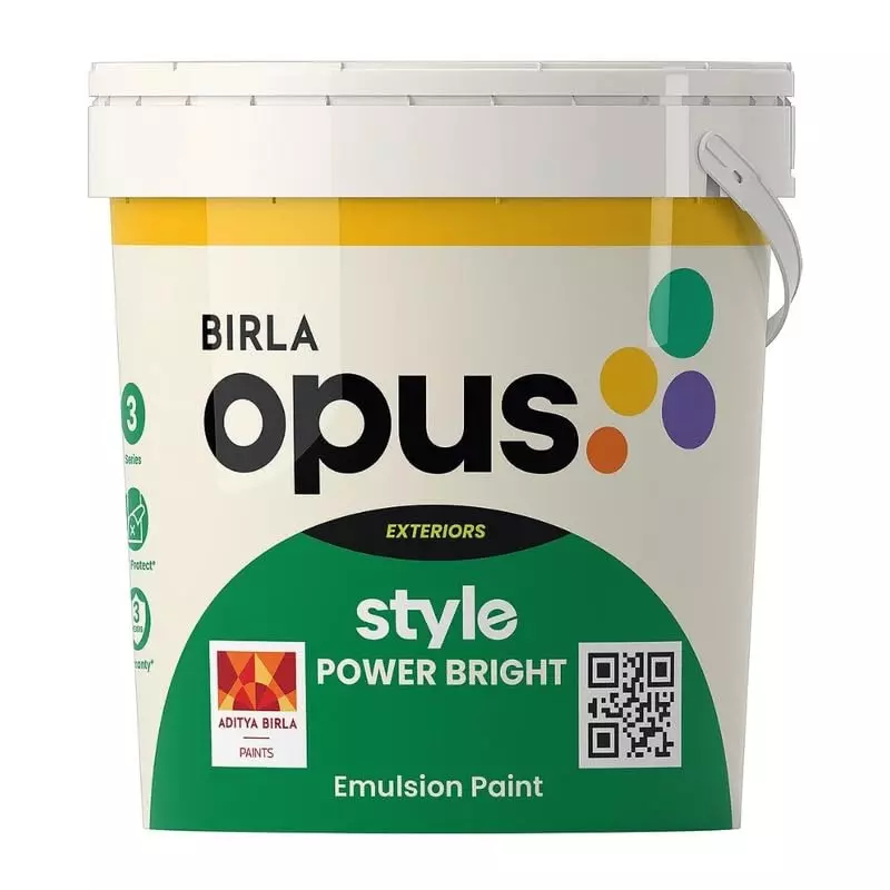 Birla Opus Style Power Bright Exterior Paint 20 L 50-60 Sq.ft/L Coverage Area, White