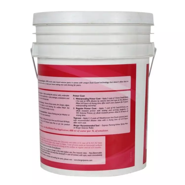 Berger Weathercoat Anti Dust 20 L White Exterior Emulsion, X50