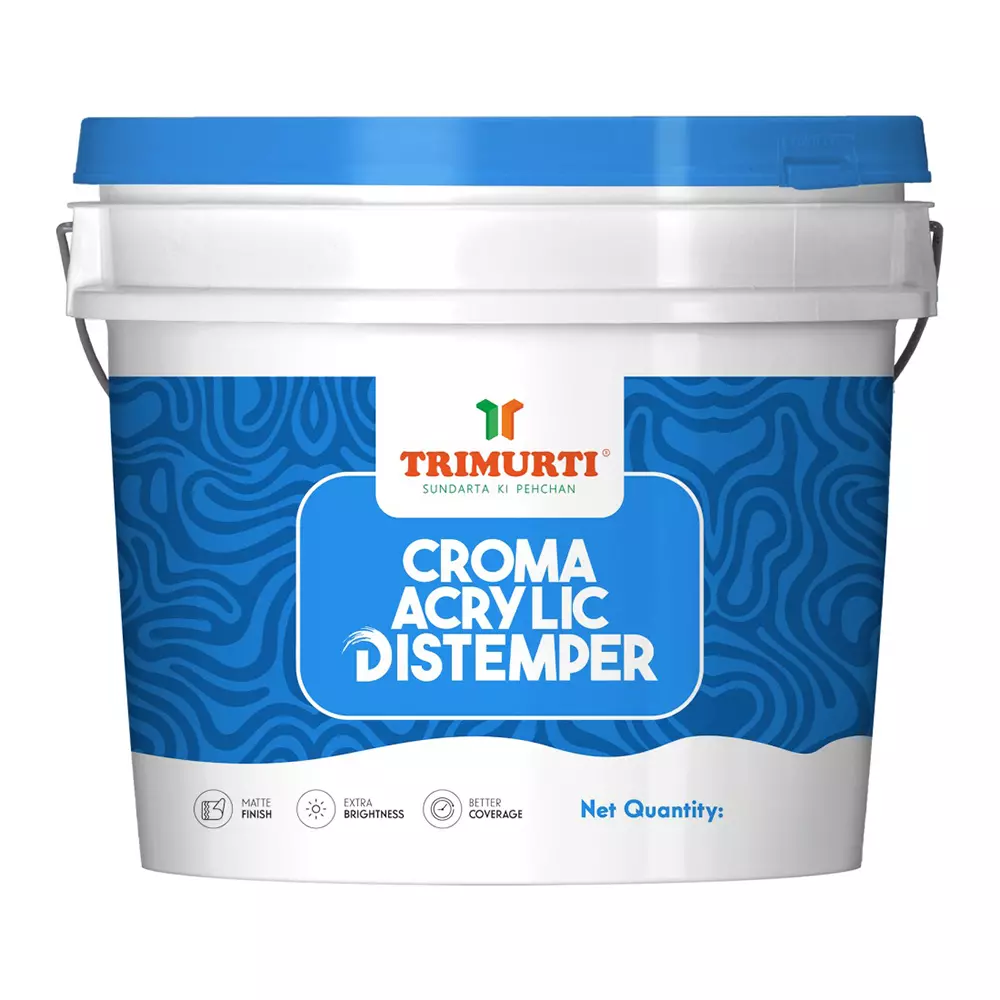 Trimurti 5 Kg White Croma Acrylic Distemper For Interior Walls