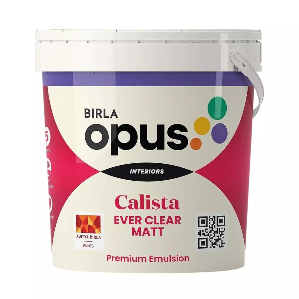 Birla Opus Calista Ever Clear Emulsion Paint 4 L, White 120-140 sq.ft/L Coverage Area For Interior Walls, White