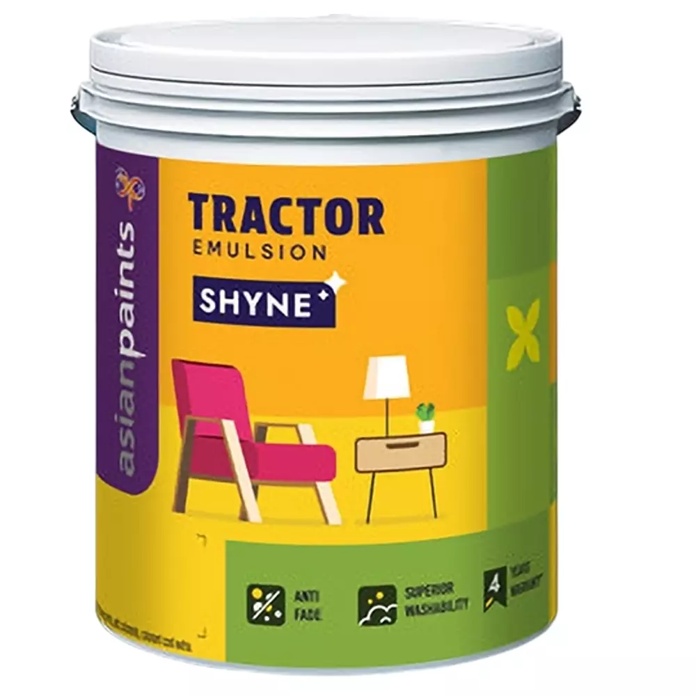 Asian Paints Tractor Emulsion Shyne Interior Wall Paint 4 L Volume Smooth Finish Repose Color, 7684