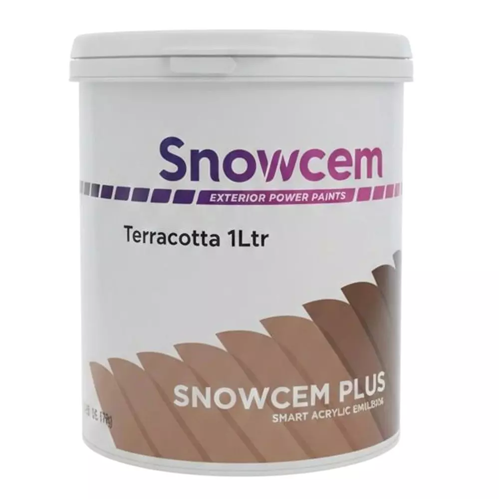 Snowcem Plus Smart Acrylic Emulsion Terracotta 1 L Liquid Box Smooth Finish for Exterior