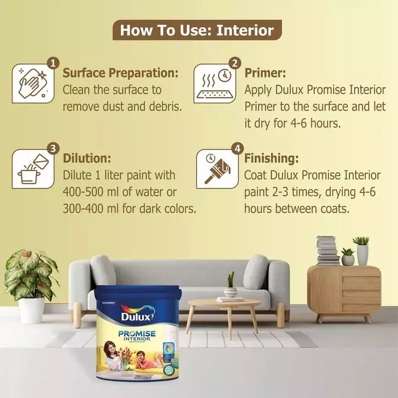 Dulux Promise Interior Emulsion Paint Delicate Yellow 1 L