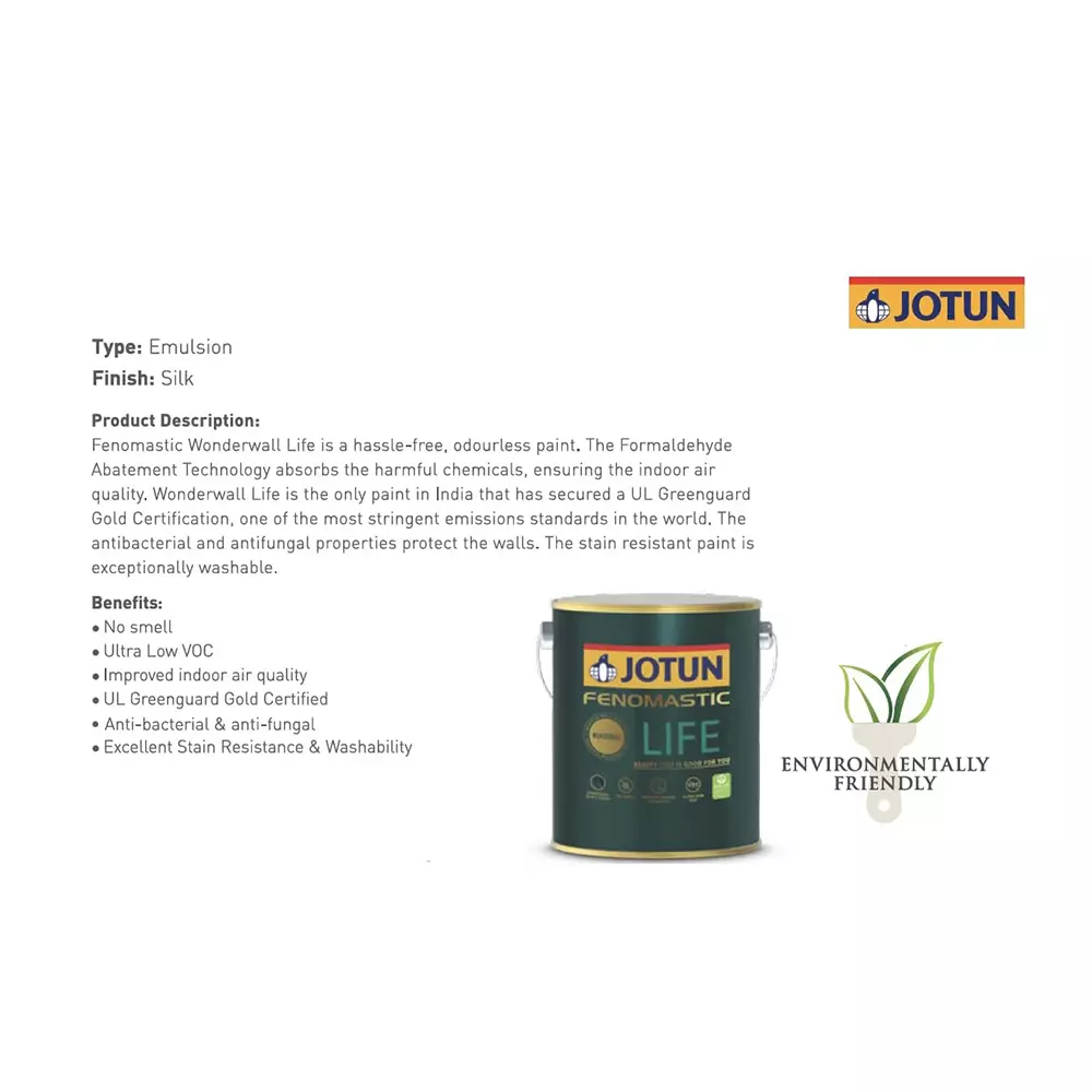 Jotun Fenomastic Wonder Wall Interior Paint Life Long-Lasting Luxurious and Eco-Friendly 1 L White