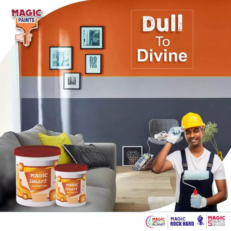 Magic Paints Series Magic Smart Interior Acrylic Emulsion Paint Capacity ‎10 L ‎Passion Yellow
