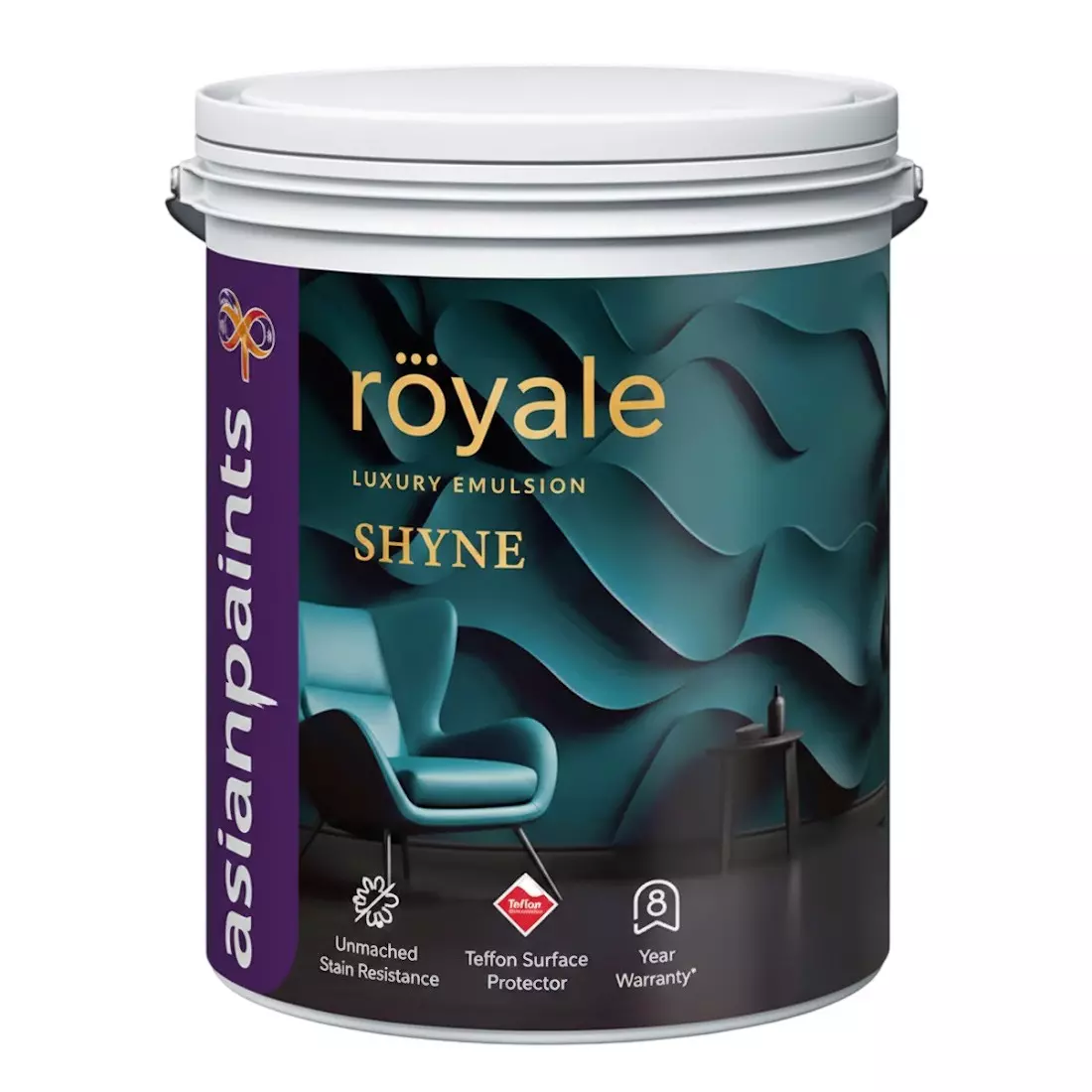 Asian Paints Royale Shyne Interior Paints White Liquid Form 4 L Capacity Smooth Finish for Interior Walls